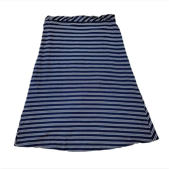 Adrienne Vittadini Striped Soft Jersey Knit Faux Wrap Skirt in Navy/White Size S - Picture 3 of 7